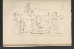 Ein Buchumschlag mit einer leuchtenden Illustration einer Gruppe von Frauen, die in energischen, synchronisierten Posen tanzen, mit detaillierten Kleidungsstücken und Gesichtern.