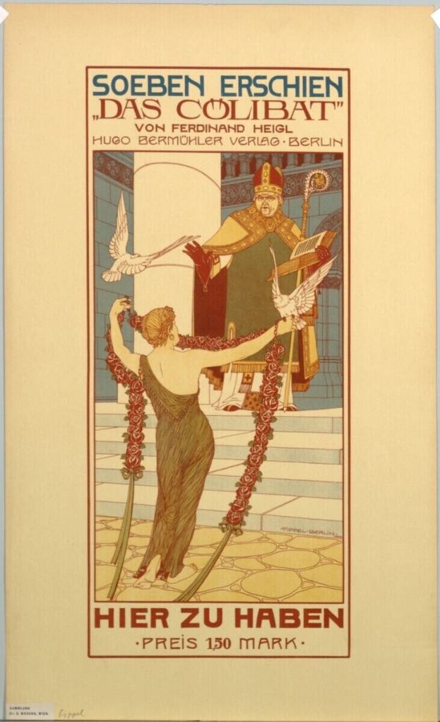 Plakat für ein Konzert in Berlin, Deutschland, mit einer Frau in der Mitte und einem Mann rechts daneben mit Text.