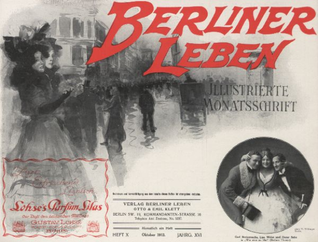 Ein nostalgischer deutscher Filmplakat für "Berliner Leben" mit einer Gruppe von Menschen vor einem Gebäude, auf dem der Filmtitel deutlich zu sehen ist.