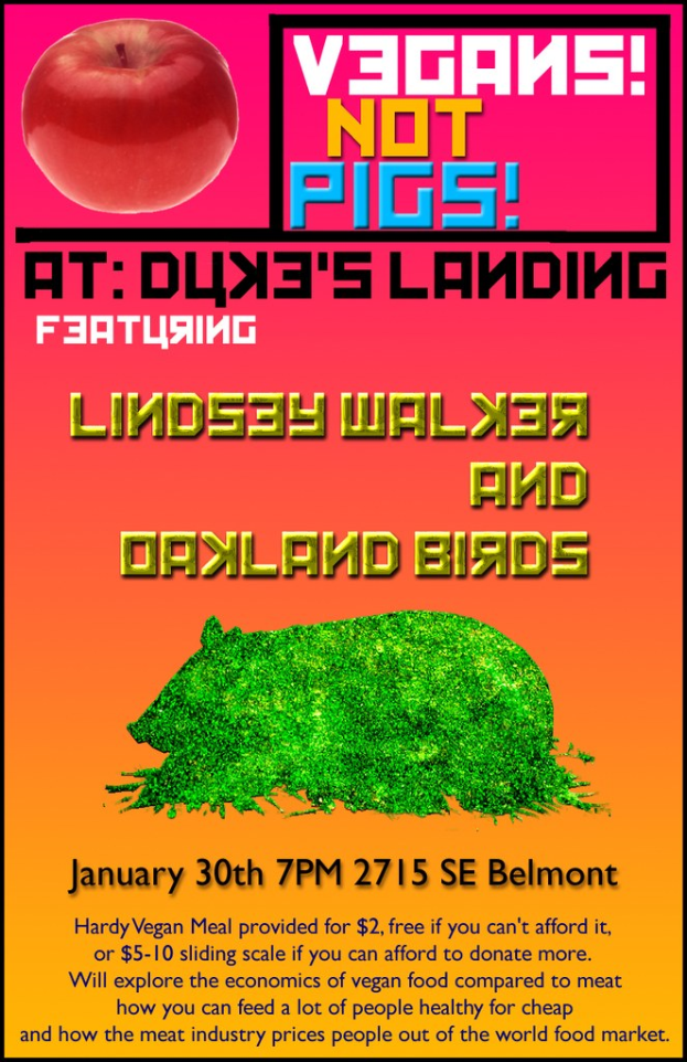 Plakat mit Text und Apfel-Illustration.