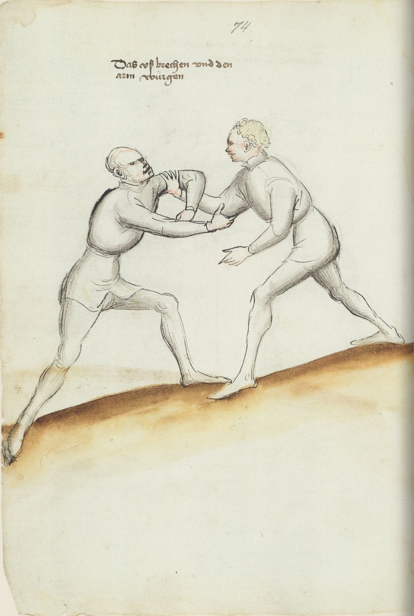 Zwei Männer in einer körperlichen Auseinandersetzung, einer wirft einen Faustschlag auf den anderen, der auf einem Papier mit Text steht.