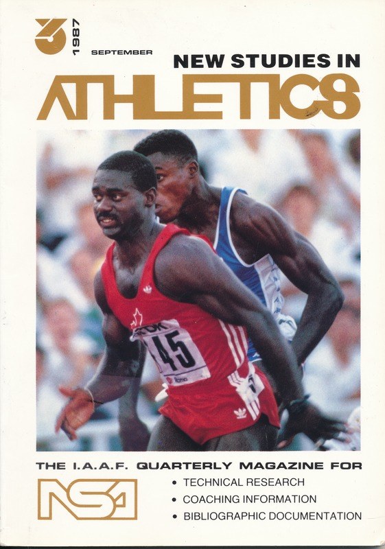 Ein Buch mit dem Titel "Neue Studien zur Leichtathletik September 1987" mit einem Coverbild von zwei Personen.