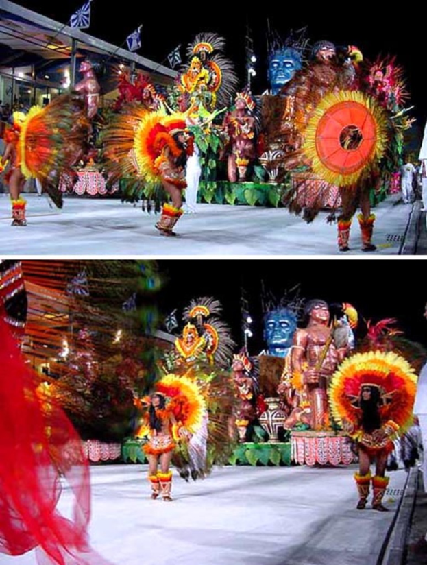 Eine Collage mit Menschen, die darstellen, eine Statue und ein Gebäude.