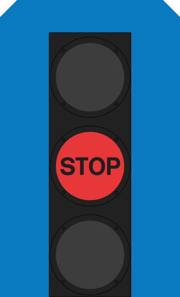 Ampel zeigt ein rotes Haltesignal vor einem blauen Himmel.