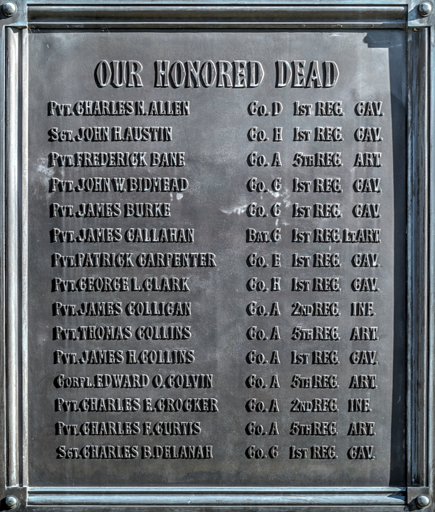 Eine Metalltafel an einem Gebäude mit der Inschrift "Unsere Ehrenhaften Toten"