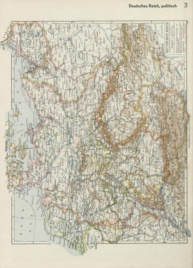 Eine Karte Deutschlands aus dem 19. Jahrhundert, die politische Grenzen zeigt.